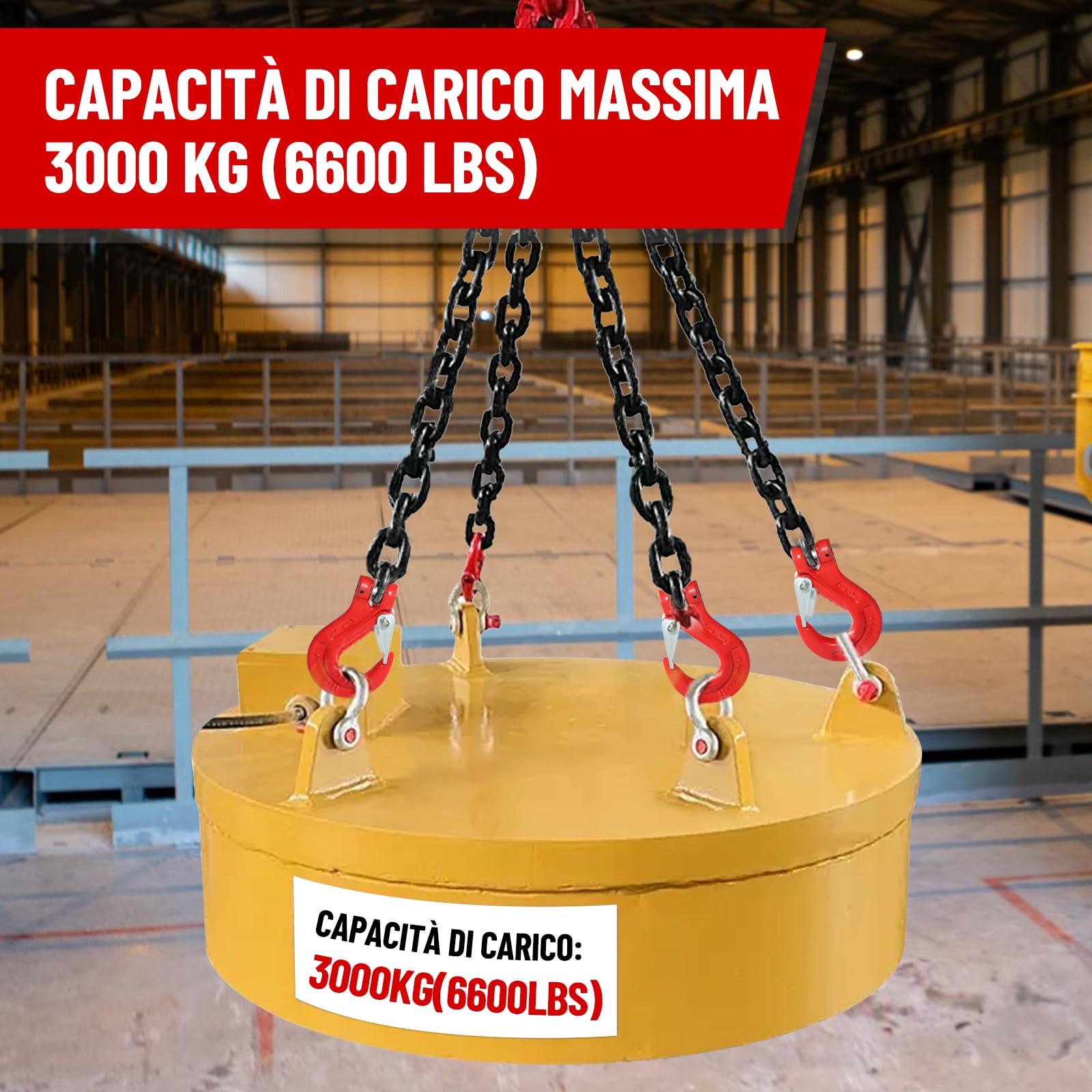 G80 Catene di Sollevamento, Capacità di Sollevamento di 3000 kg, 4 Catene con Ganci di Sollevamento, per il Sollevamento di Carichi Pesanti