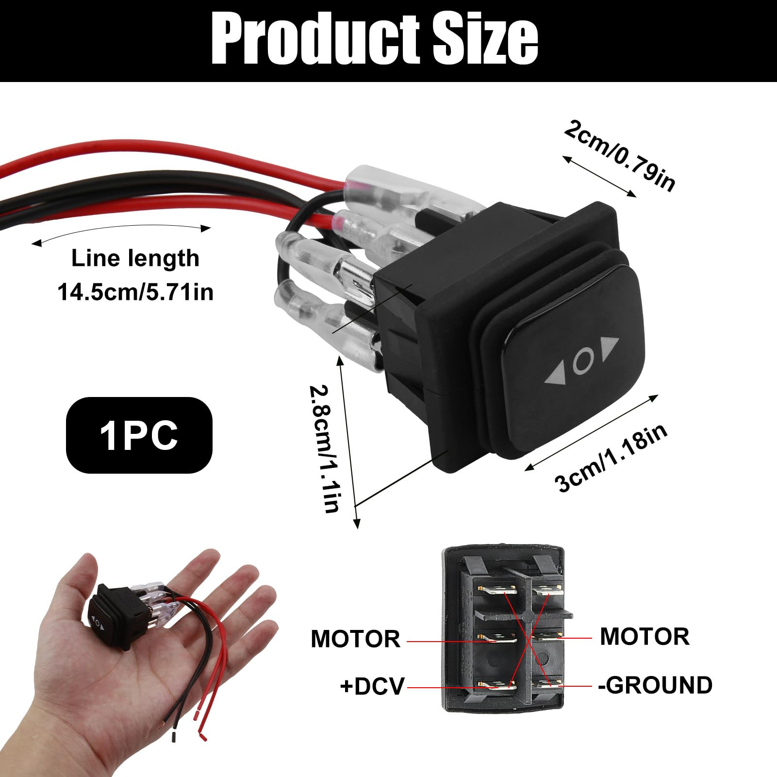Interruttore a Bilanciere Impermeabile 20A 12V Cc Con Cavo Da 15 Cm, Interruttore a Bilanciere a 6 Pin Con Inversione Di Polarità On-off-On, Impermeabile E Antigraffio, Adatto per Elettrodomestici