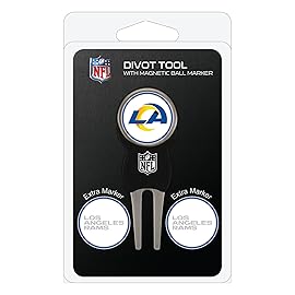 Team Golf NFL Los Angeles Rams Divot Tool Pack With 3 Golf Ball Markers Divot Tool with 3 Golf Ball Markers Pack, Markers are Removable Magnetic Double-Sided Enamel