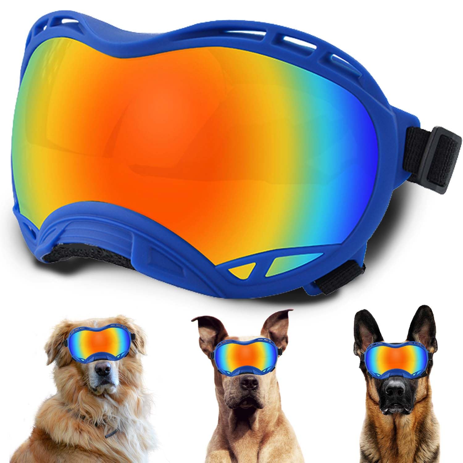 Dog Sunglasses,Doggles Anti-UV Protection,Pet Sunglasses with Adjustable Strap,Suitable for Motorcycle Car Driving Bike Riding Hiking Swimming Wind Dust Fog Dog Eye Protection