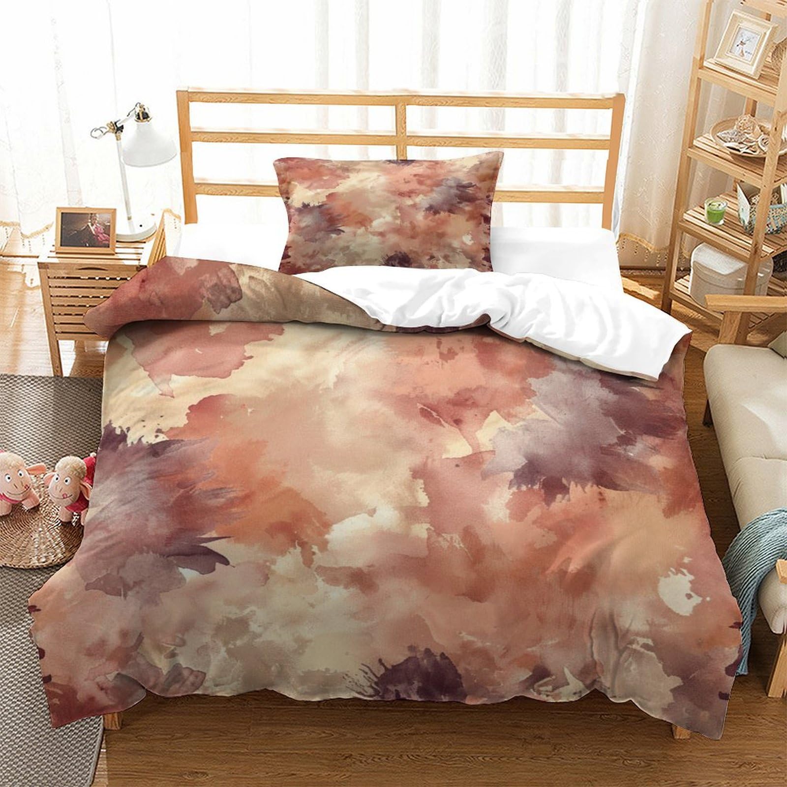 P1S9U7W5Y 3D Printed Cloud Pattern Duvet Cover Set 3pcs Microfiber Artistic Bedding Set Single（135x200cm）