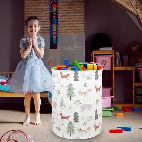 Miniatura 4 de FXOLCSHE Cesta de lavandería para bebés con animales, cesta de lavandería para bebés de animales del bosque, cesta de juguetes para niños, cesta de