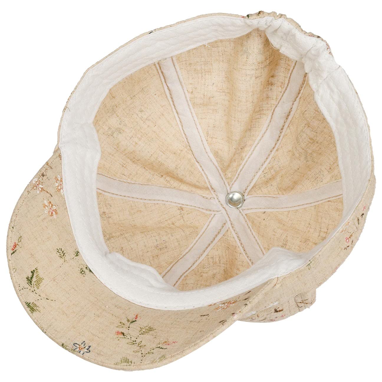 Lipodo Casquette Gavroche en Lin Flowers Femme - pour avec Etiquette Visiere, Visiere Printemps-ete Ete