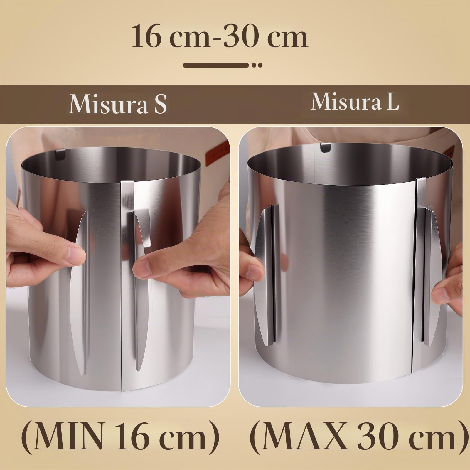 Anello Torta Regolabile Ø 16-30cm Acetato per Torte Frost Form Cake in Anello Microforato Crostata, Pasticceria Atampo Microforato per Crostate Altezza 20cm per Dolci, Mousse, Torte