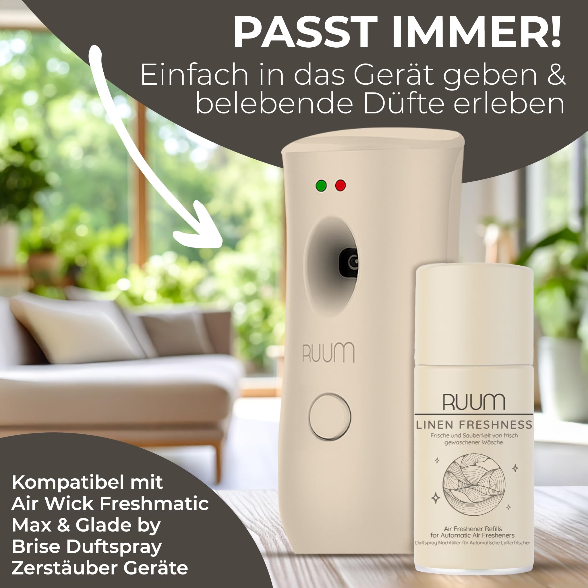 RUUM Lufterfrischer Nachfüller Duft-Mix 250ml (12er Pack) | Raumduft-Spray-Nachfüller, kompatibel mit Freshmatic Max, Duft-Mix aus verschiedenen Sorten