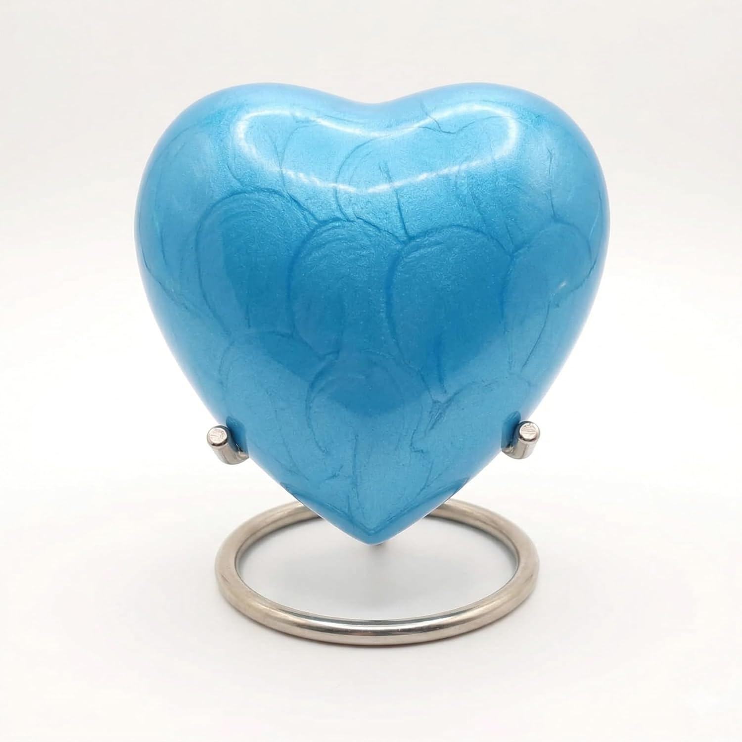 Heart Keepsake Urn for Human Ashes - High Gloss Cremation Urn with Stand and Velvet Bag, Perfect for Adults & Infants (White)
