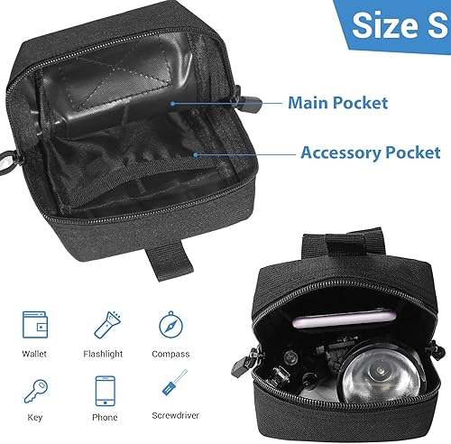 Miniatura 7 de FUNANASUN Paquete de 2 bolsas tácticas Molle pequeña bolsa Molle bolsa compacta resistente al agua EDC bolsa Molle bolsa