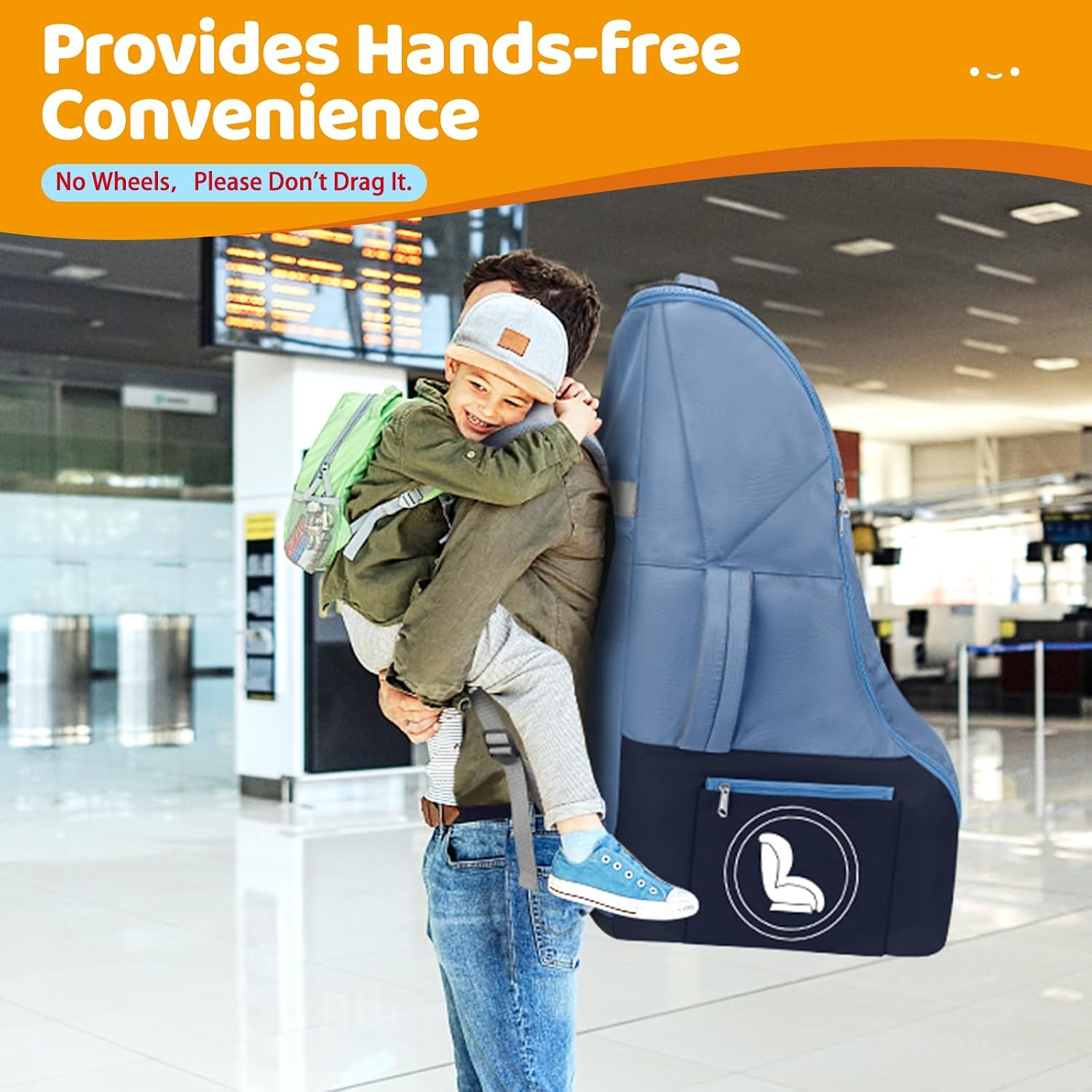 YOREPEK Carseat Travel Bag for Airplane, Heavy Duty Carseat Bags for Air Travel with Wear-Resistant Bottom, Adjustable Shoulder Straps, Padded Car Seat Travel Bag for Gate Check, Blue
