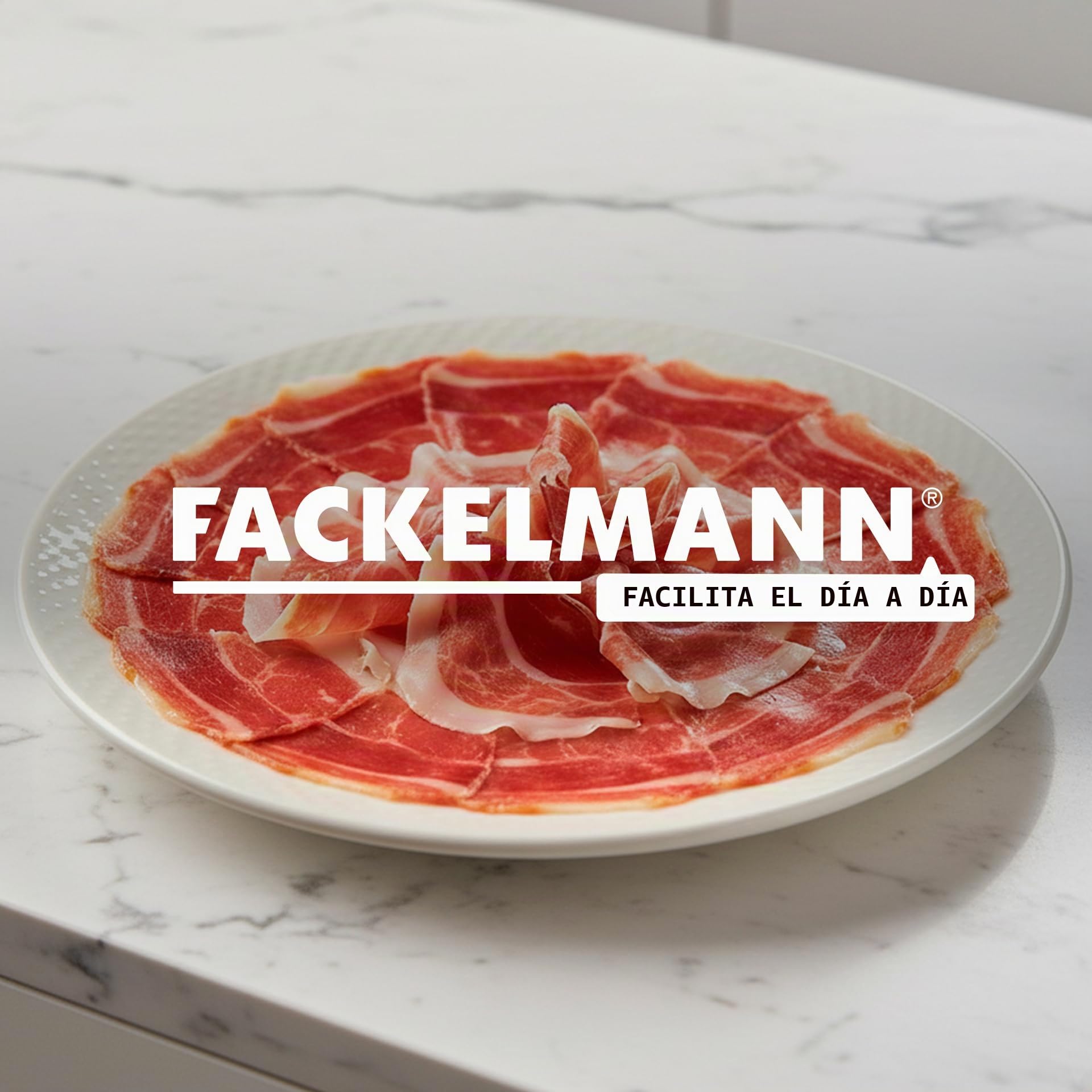 Fackelmann Set Soporte Jamonero Fijo Acero Inoxidable, 49x34 cm, Especial Jamones Grandes, Incluye Cuchillo Jamonero 34/34 cm y Chaira