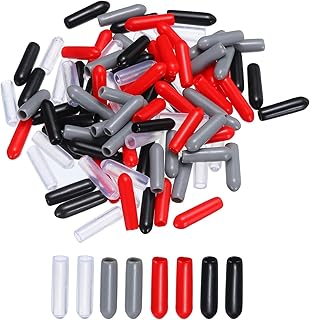 uxcell 100pcs Rubber End Caps 3mm(1/8") ID Screw Thread Protectors PVC Vinyl Round Tube Bolt Cap Cover, Black Red Grey Clear