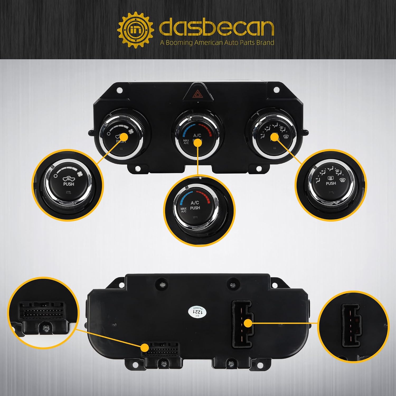 Dasbecan AC Heater Climate Control Module Switch Panel Compatible with 2013-2018 Dodge Ram 1500 2500 3500 Replace# 68268189AA 68105021AC 68105021AF 68226600AA 68105021AD 68105021AE