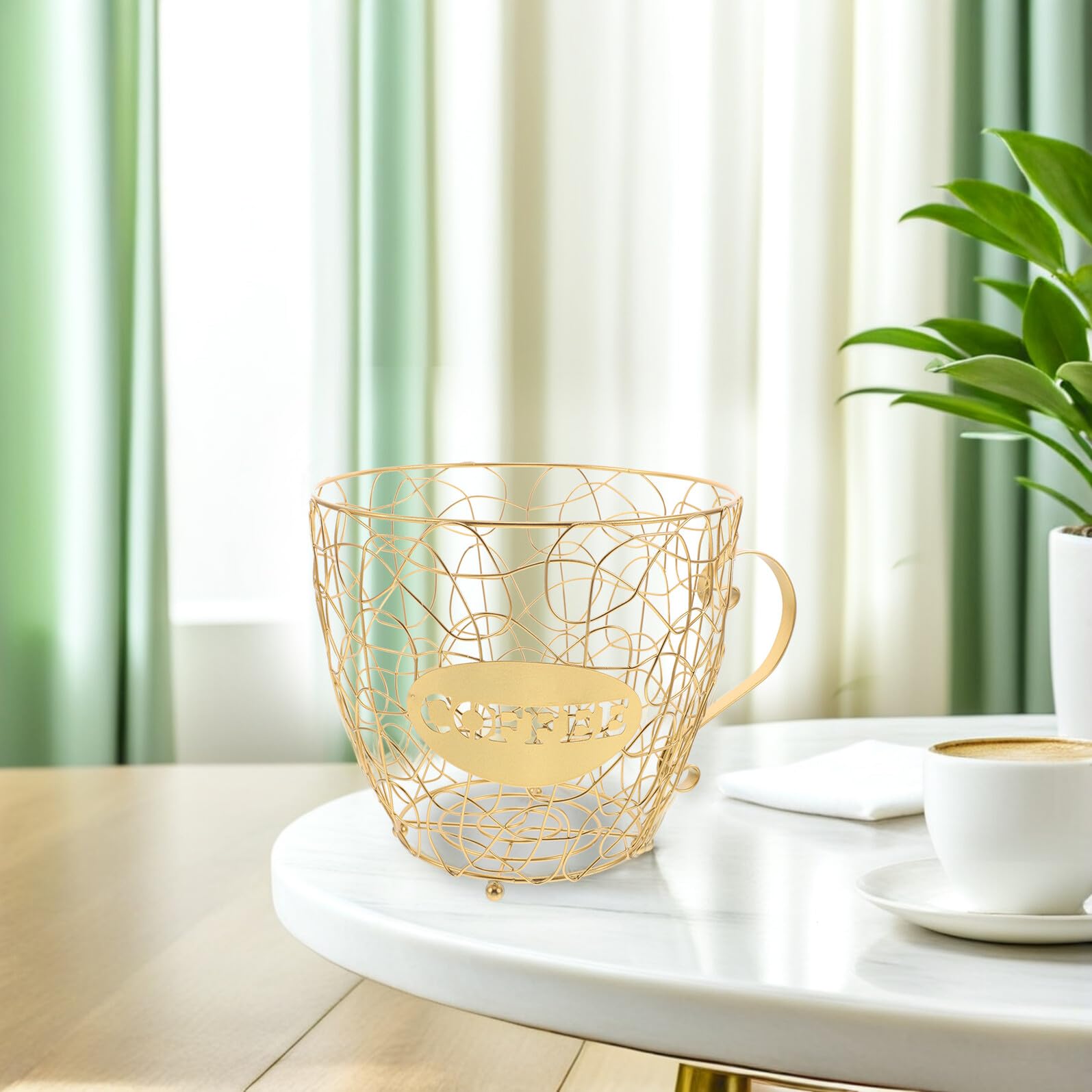 Porta Cialde di Caffè in Ferro Dorato a Forma di Coppa Elegante e Multifunzionale, Design Salvaspazio, Organizer per Cucina e Bancone Bar