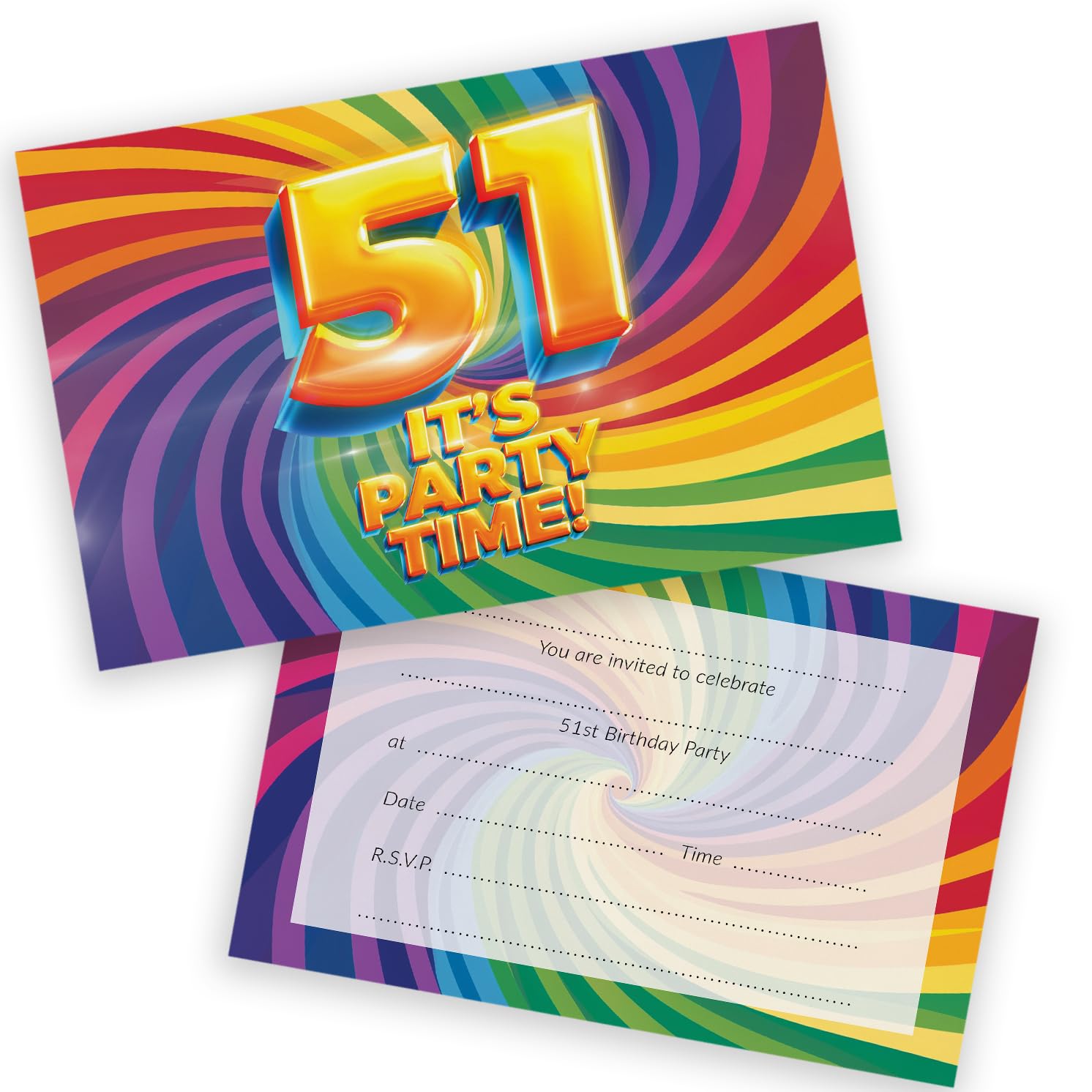 51st Birthday Party Invitations Women and Men, Now It's Party Time 36 Pack — image 1