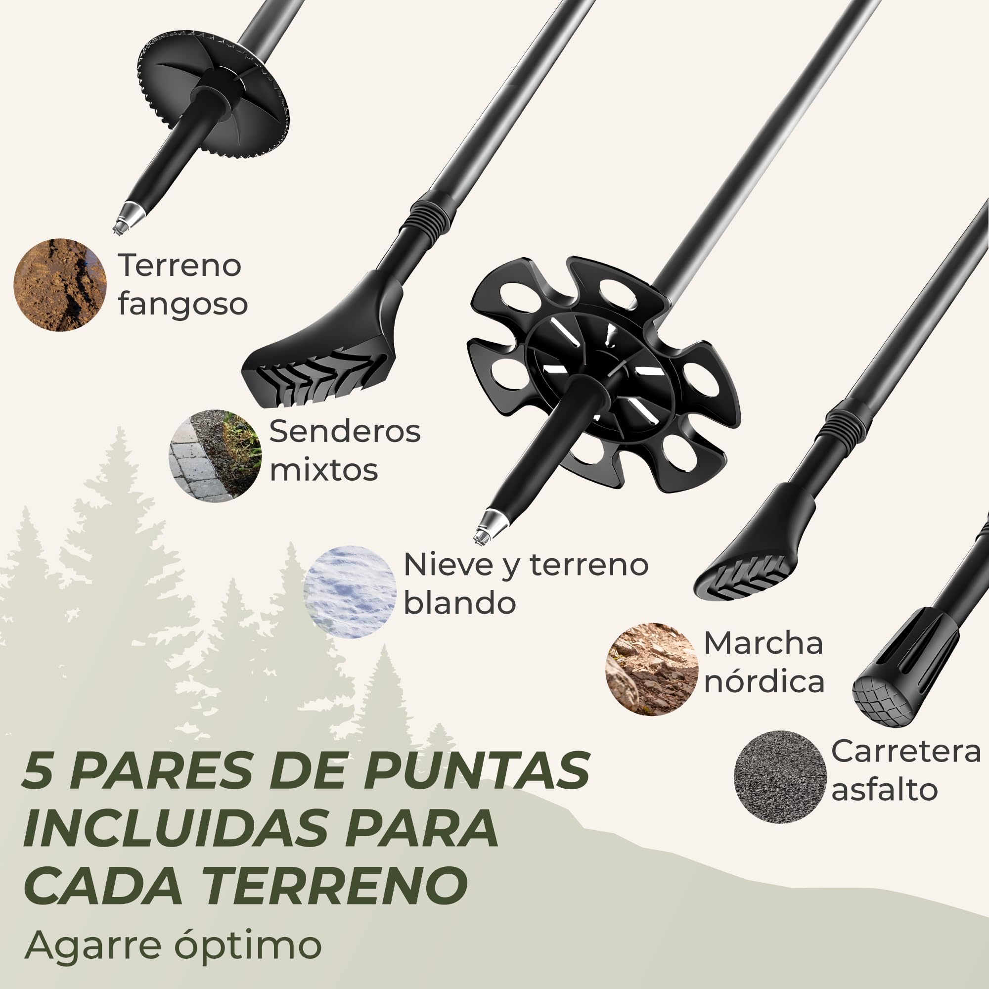 Bastones Trekking Telescópicos Carbono o Aluminio - Bastones Senderismo para Hombre y Mujer, Ultraligeros - Palos Senderismo con Mango de Corcho Natural
