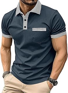 Generic Mens Polo Shirts Casual Short Sleeve Athletic T-Shirts Classic Contrast Collar Shirt with Pocket