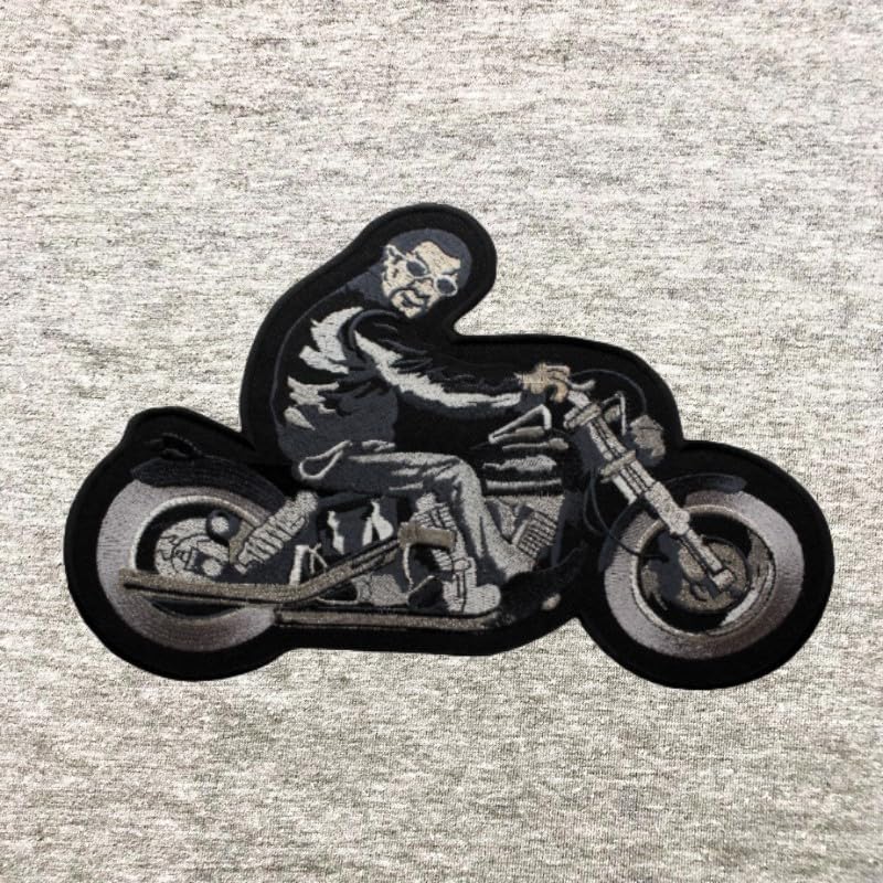 Patch brodé motard grand modèle pour masquer l'usure et customiser vos vestes