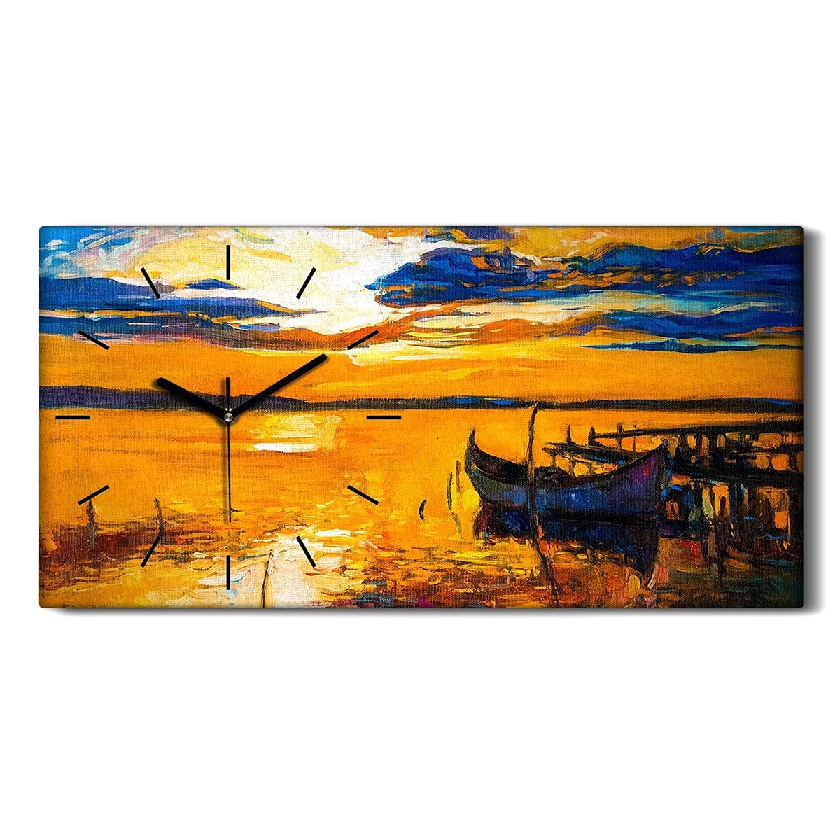 Horloge sur Toile art moderne décoration murale haut de gamme salon design nuages 60x30cm