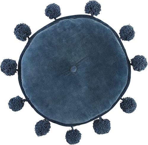 Miniatura 1 de Mud Pie Almohada redonda de terciopelo, 1 unidad (paquete de 1), azul