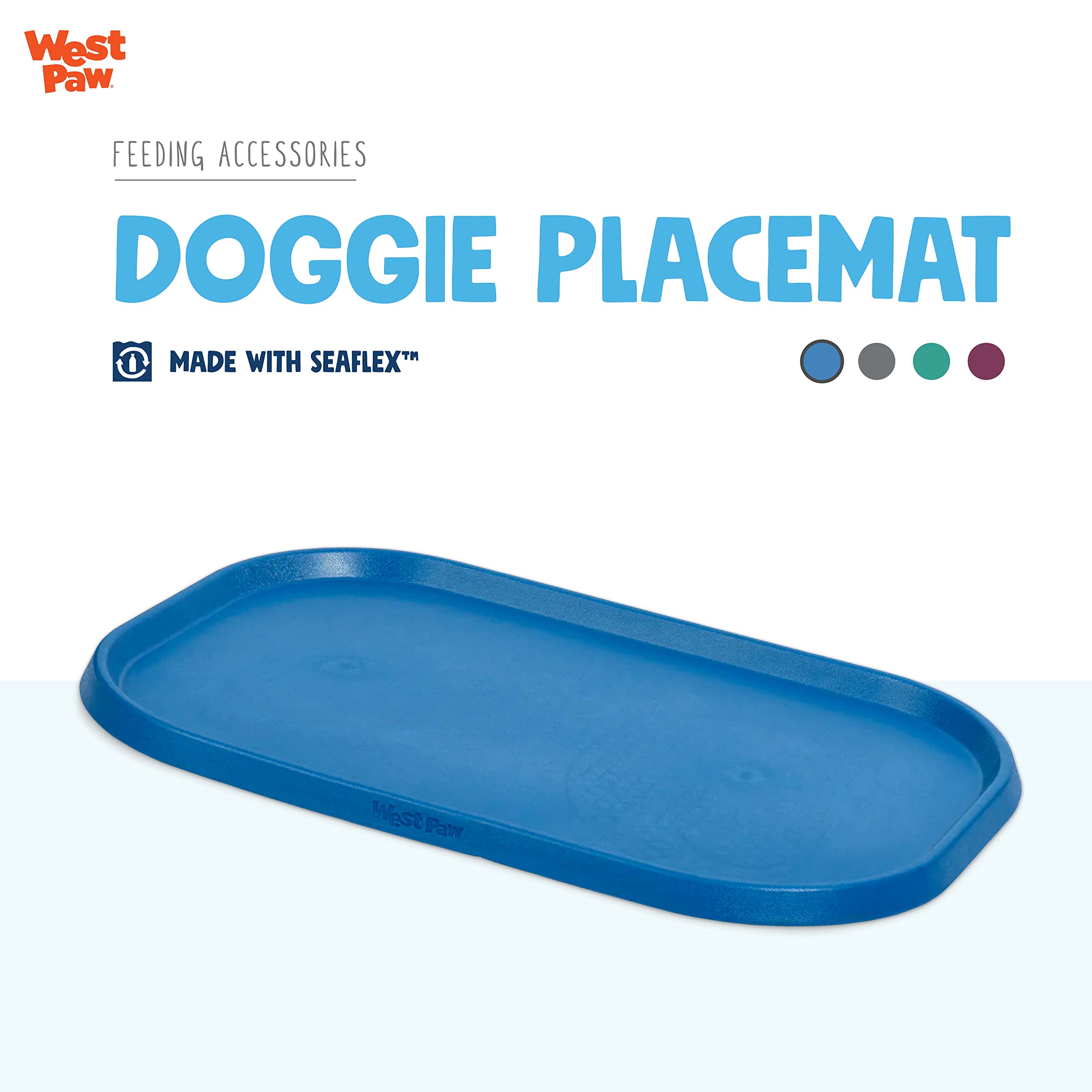 West Paw Seaflex Doggie Placemat, Less Mess Placemats for Dogs Cats, Pets for Quiet Feeding, Eco-Friendly, Dishwasher Safe - Image 2
