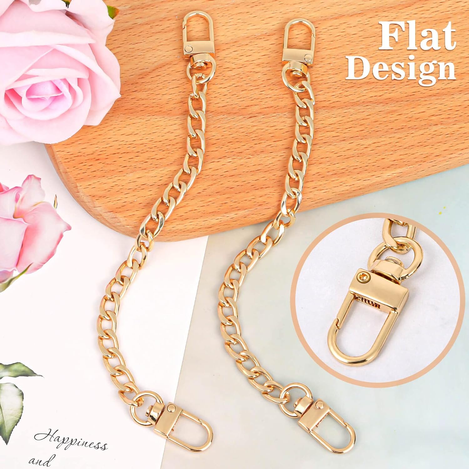 shynek Purse Chains, 2PCS Strap Extender, Gold Belt Chain, Short Chain for Crossbody Bags, Handbags