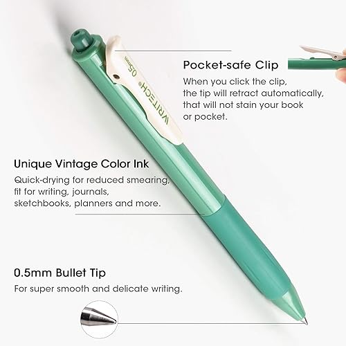 Vista 19 de WRITECH Bolígrafos de gel retráctiles de secado rápido, bolígrafos de tinta de 0.020 in, multicolor para diario, dibujar, garabatear y tomar notas M