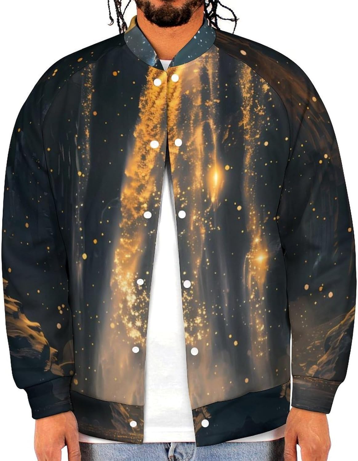 Moon Waterfall Baseball Jacket Casual Sportswear Bomber Jacket Coat for Men Women