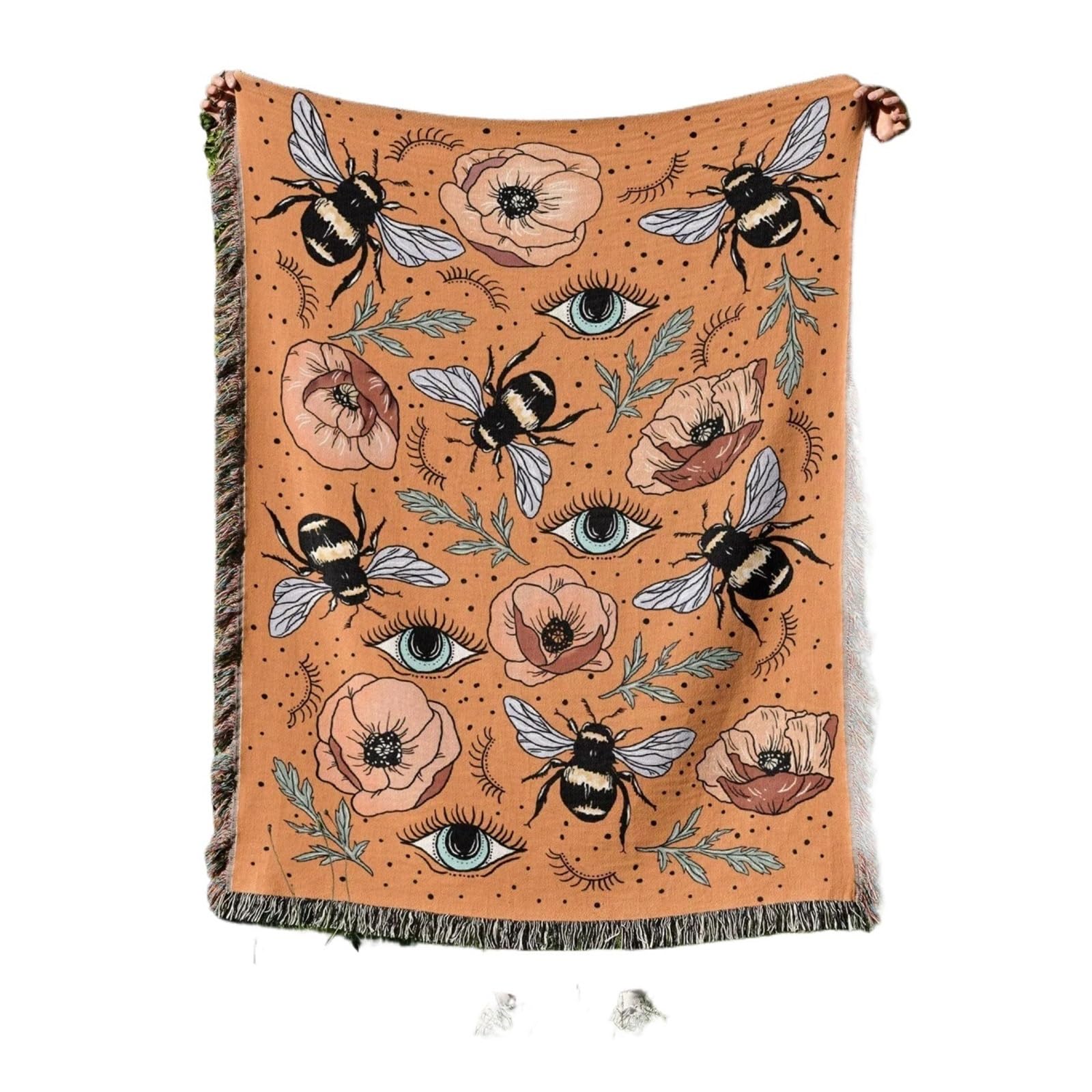 WJIAYAO beach blanket Flower Wall Blanket Nap Beach Towel Comfortable Cotton Blankets Soft Decor Hanging Tapestry Embroidered
