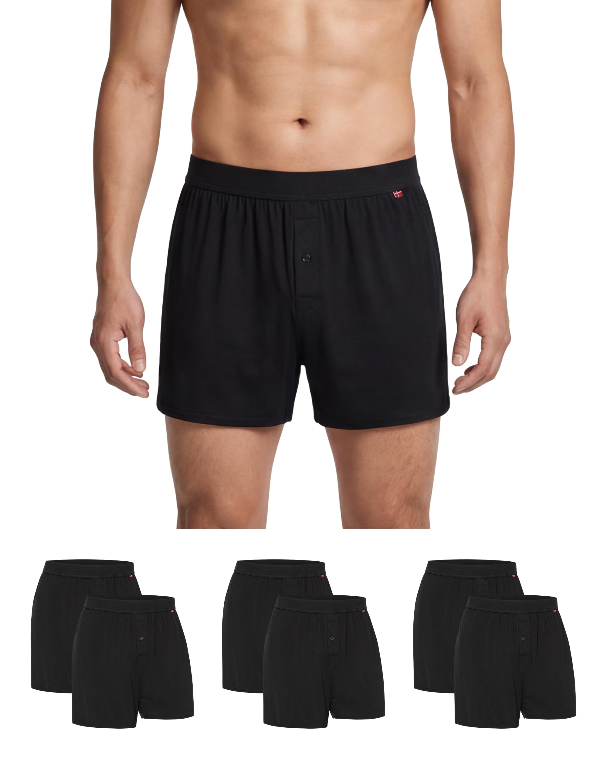 DANISH ENDURANCE Boxers Homme Amples en Bambou, Coupe Large, sous-Vêtements Respirants pour Hommes, Ceinture Dissimulée, Lot de 6