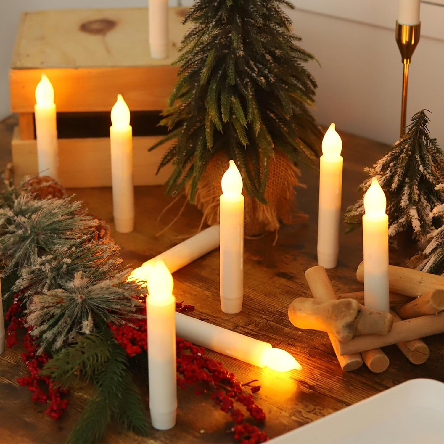 Flameless Candles Battery Operated Candlesticks Flickering Led Candles Electric Flameless Taper Candlesticks Church Wedding Halloween Party Kids Fall Decor H: 6 inches 12 Packs No Remote - Image 8