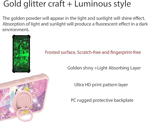 Miniatura 25 de Cricket Debut S2 - Funda compatible con AT&T Calypso 4 U380AC U380AA con protector de pantalla de vidrio templado, soporte de anillo, purpurina