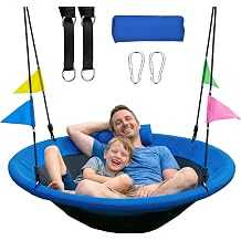 HeyZoo Tree Swing, 48 inch Saucer Swing, with Tree Hanging Straps, 600lbs Weight Capacity, for Outdoor Backyard and Playground, Gifts for Kids, Blue