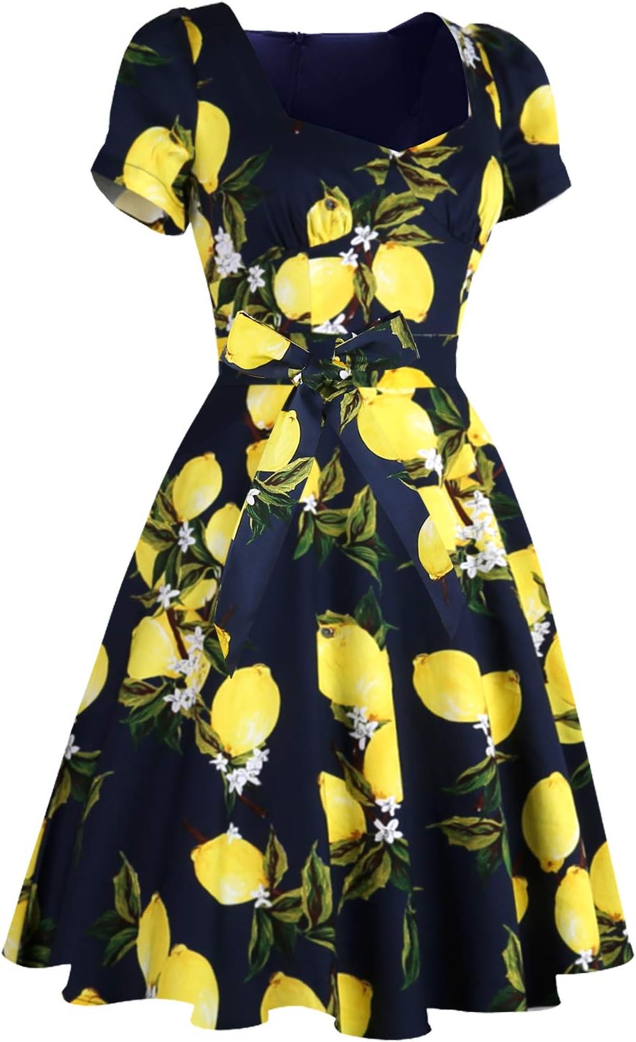 GOOBGS Women's 1950s Vintage Puff Sleeves Cocktail Rockabilly Swing Retro Dress with Pockets New - Image 4