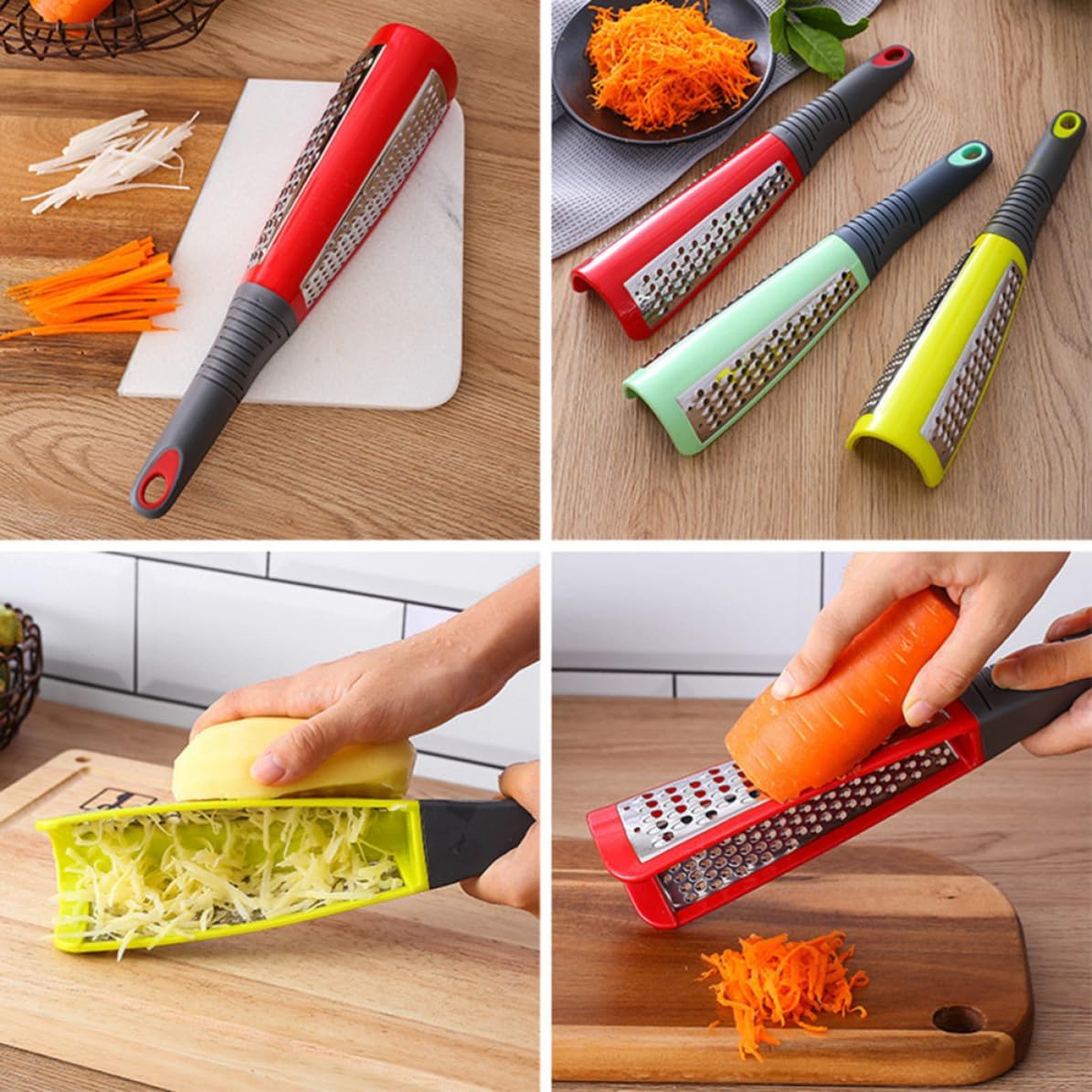 BETOOKY Stainless Steel Multi-function Vegetable and Cheese Grater with Baseball Bar Style Handle, Free of Dead Corner Design, High Efficiency for Fruits and Kitchen Use Color Color