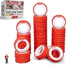 XFasten Teflon Tape for Plumbing, 1/2 Inch x 394 Inches (30-Pack, 19,700" Total) – PTFE Plumbers Tape for Shower Head, Pipe Thread Seal, Garden Hose, and Leak Repairs – Watertight Sealing