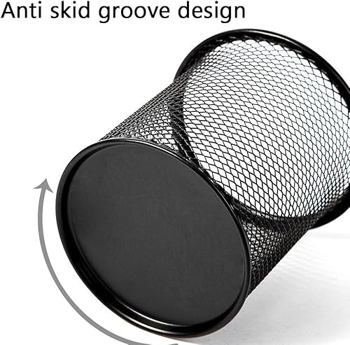 Miniatura 3 de Ameceres Paquete de 4 soportes de malla de alambre para lápices, vasos de metal, estuche organizador de bolígrafos, tarro negro para oficina y hogar