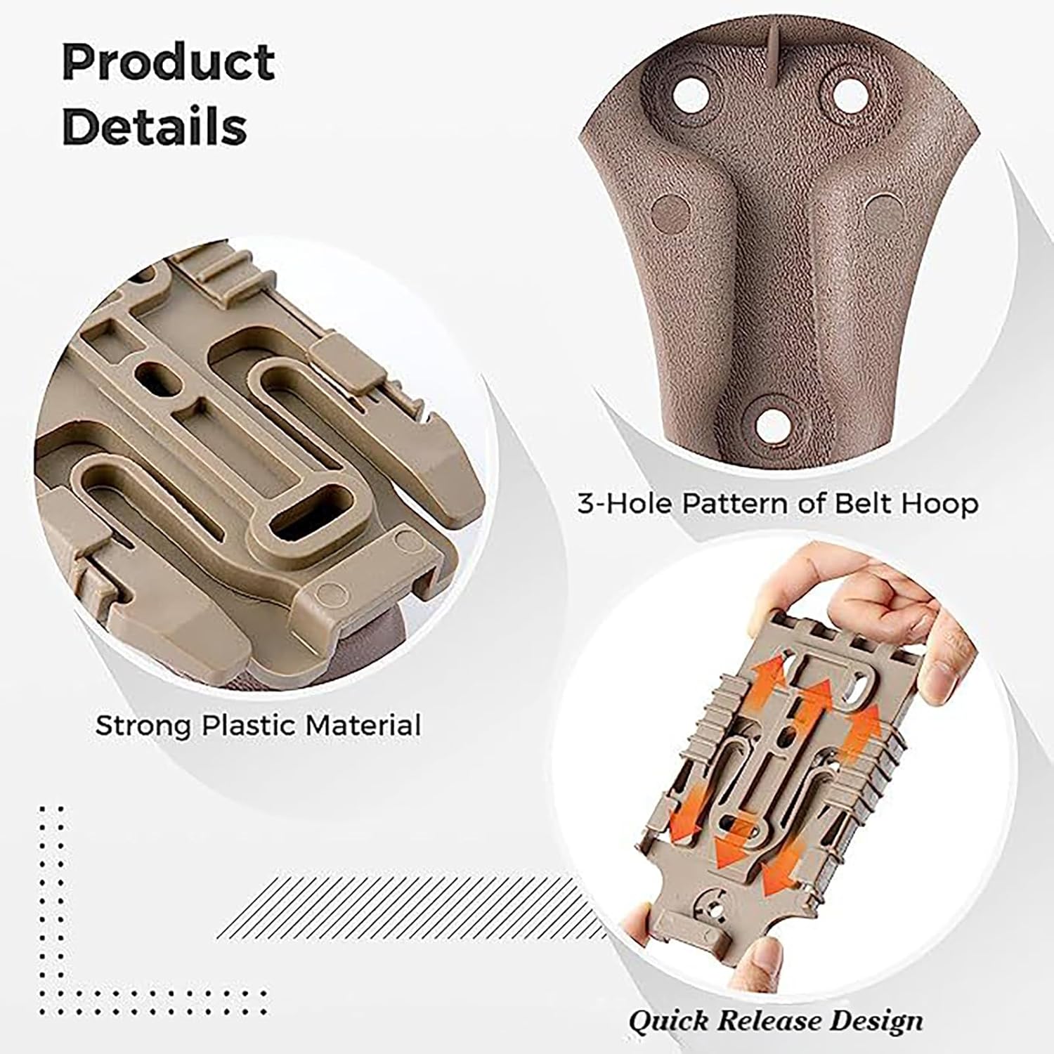 QLS Quick Locking System Kits with 2" Mid/Low Ride Belt Loop Adapter, Drop Leg Holster Platform, Qls Fork and Duty Receiver Plate 19 22 & Elastic Leg Strap, Tan