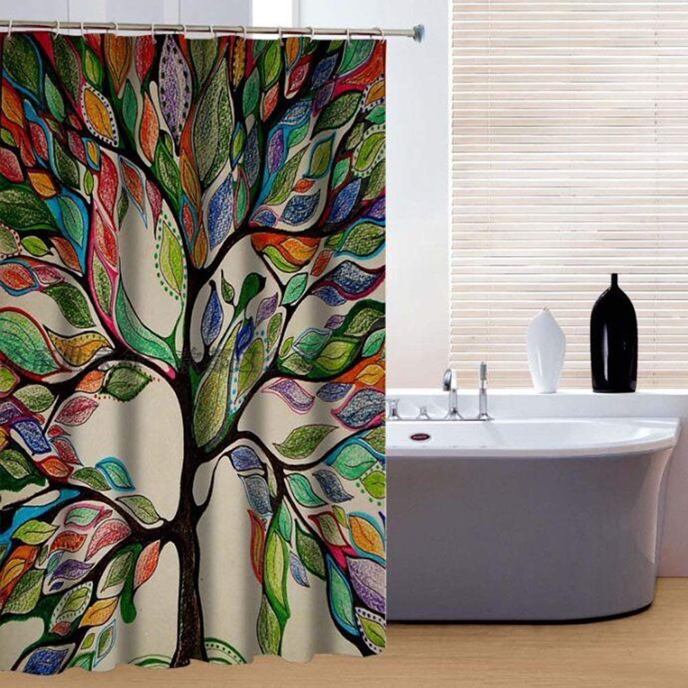 Rideau arbre 3D couleur impression imperméable en tissu polyester