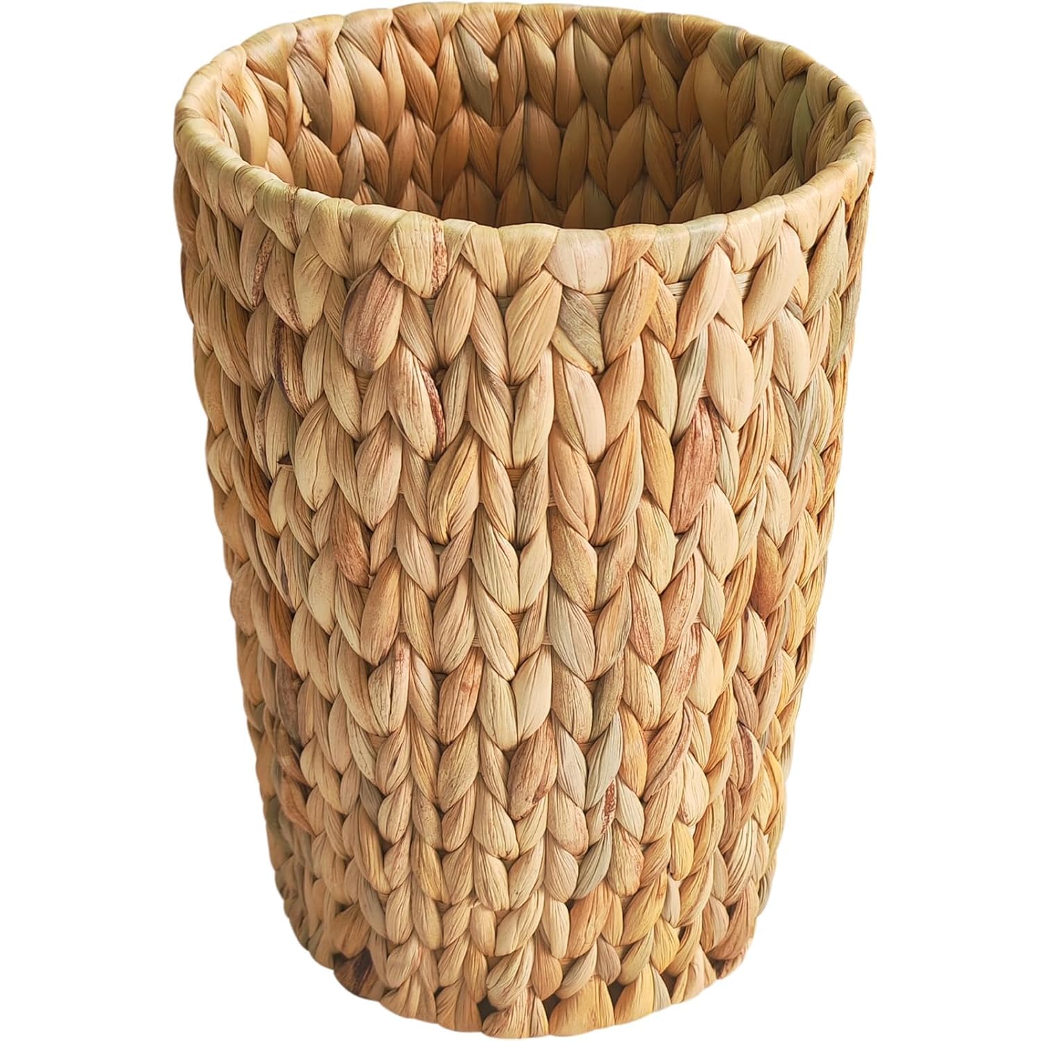 2 Gallon Wicker Trash Can Woven Water Hyacinth Wicker Waste Basket for Bathroom Small Trash Can for Bedroom