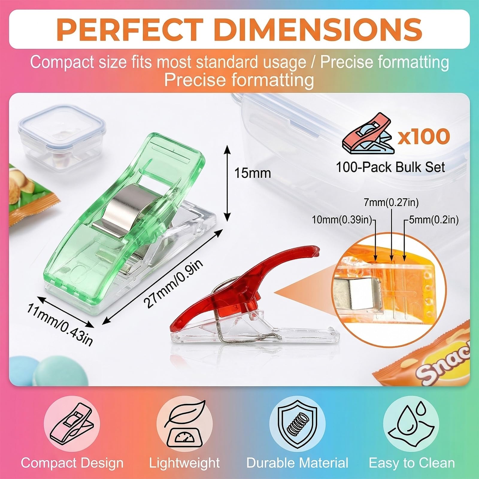 Clip per Cucire 100 Pz, Mollette per Stoffa, Morsetti per Cucito, Accessori per Macchina