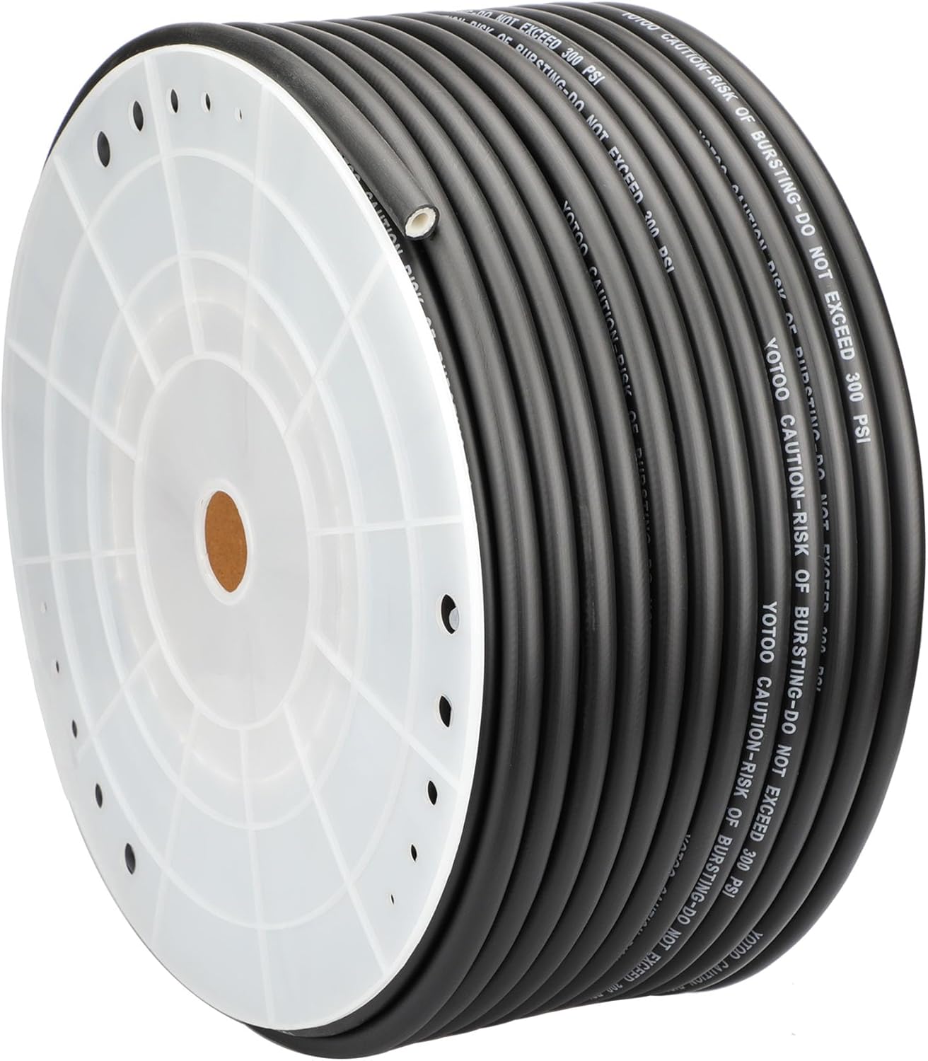 YOTOO Hybrid Air Hose 1/4-Inch by 250-Feet 300 PSI Heavy Duty, Lightweight, Kink Resistant, All-Weather Flexibility with Air Hose Swivel Reusable Fittings, Solid Brass Quick Coupler and Plug. Black