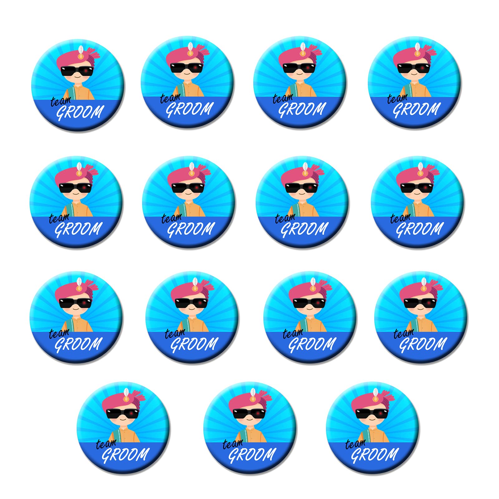 exciting Lives - Team Groom - Ladkewale Wedding Badges - Gift for Team Groom, Ladke Wale - For Wedding Season Gift, Reception - Pack of 15