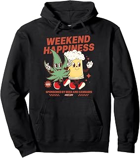 BEER & CANNABIS Marijuana Weed THC 420 Pothead Wake & Bake Pullover Hoodie