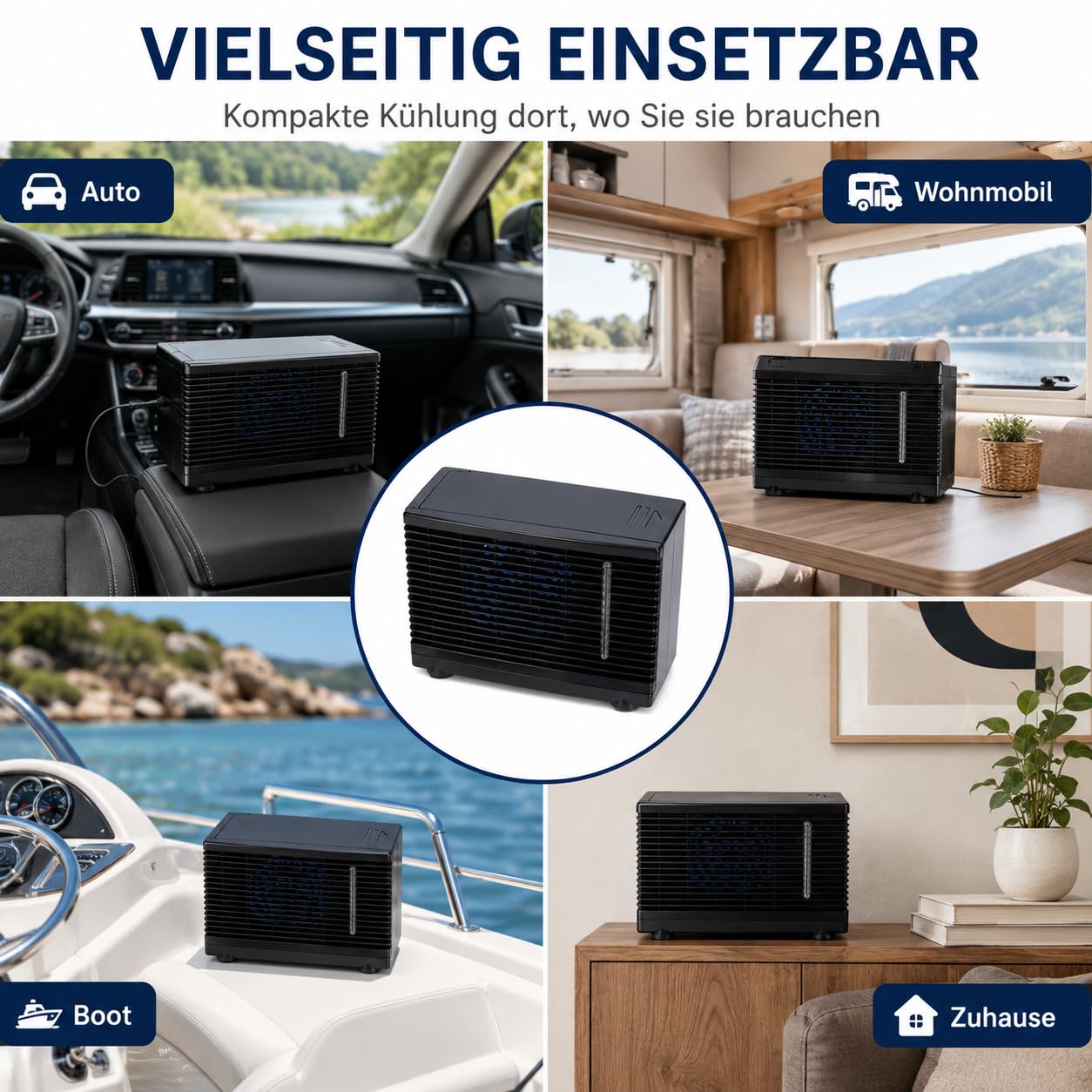 Mini ventilatore dell'aria condizionata Raffreddatore evaporativo portatile silenzioso con serbatoio dell'acqua per casa auto 12V Soluzione di raffreddamento compatta in ABS nero