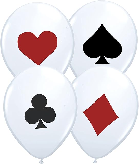 Party Decor Card Suit Party Alice In Wonderland Inspired Poker Themed Black and Red Print on White 12" Latex Balloons Pack of 8 Assorted For Guaranteed Simply Stylish Party Decoration
