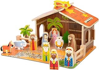 Anuncio patrocinado: WOOMAX Portal de Belén de Madera Infantil, 20 Piezas, Nacimiento Navidad, Pesebre, Reyes Magos, para ...