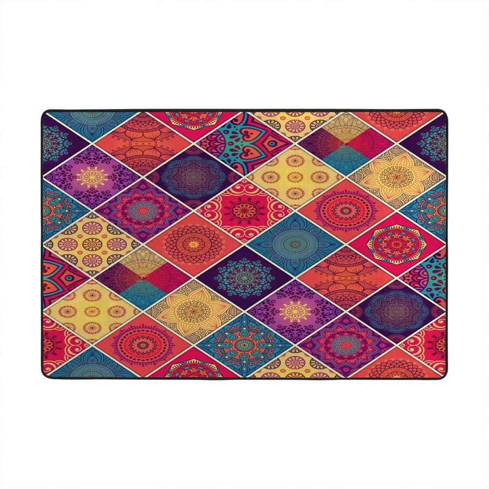 Grand tapis de sol oriental 182x122cm antidérapant et lavable