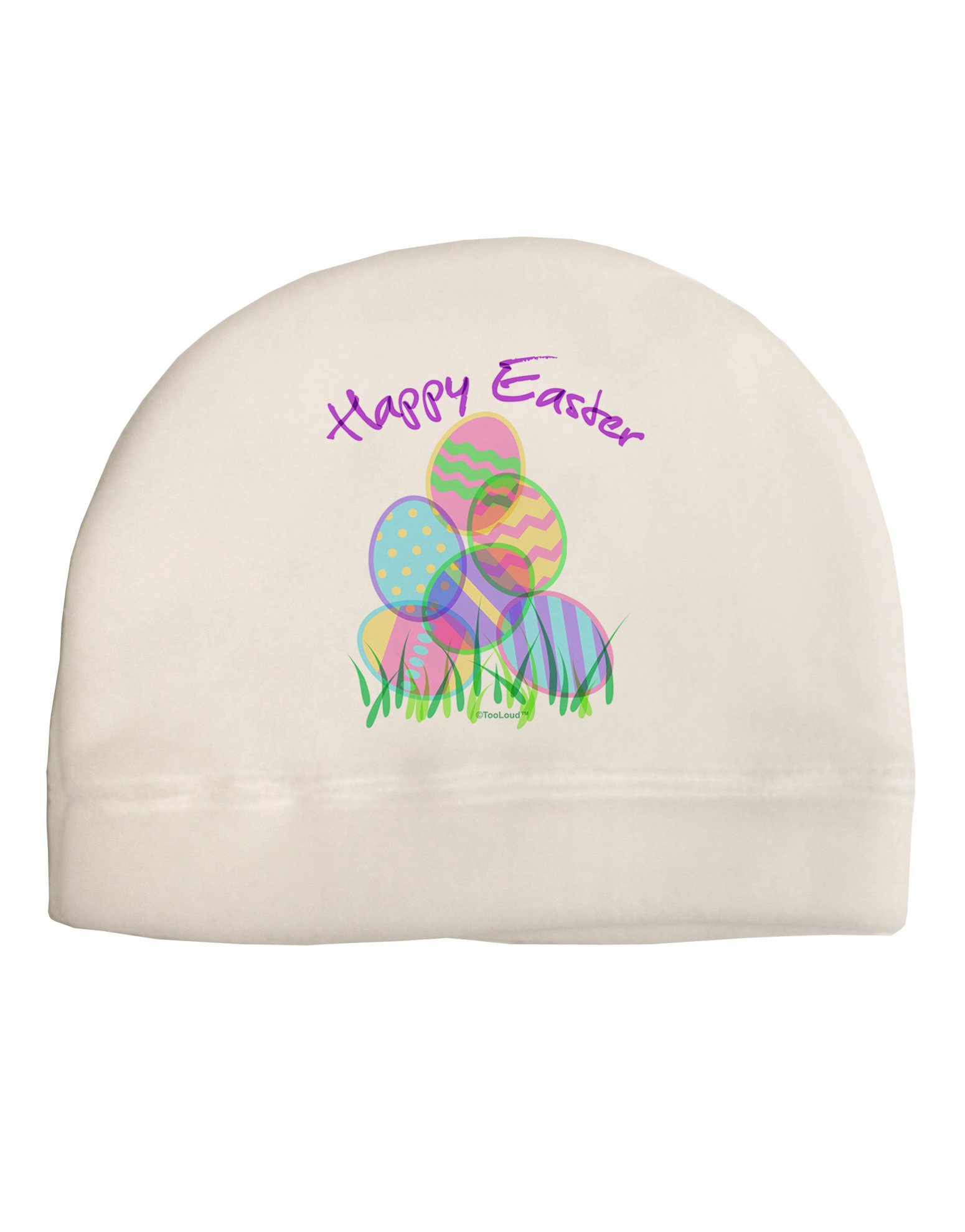 TOOLOUD Happy Easter Gel Look Print Child Fleece Beanie Cap Hat White