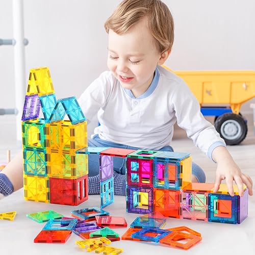 Miniatura 7 de Azulejos magnéticos, juego de 42 piezas de azulejos magnéticos, juego de juguetes magnéticos para niños y niñas, juguete Montessori de aprendizaje