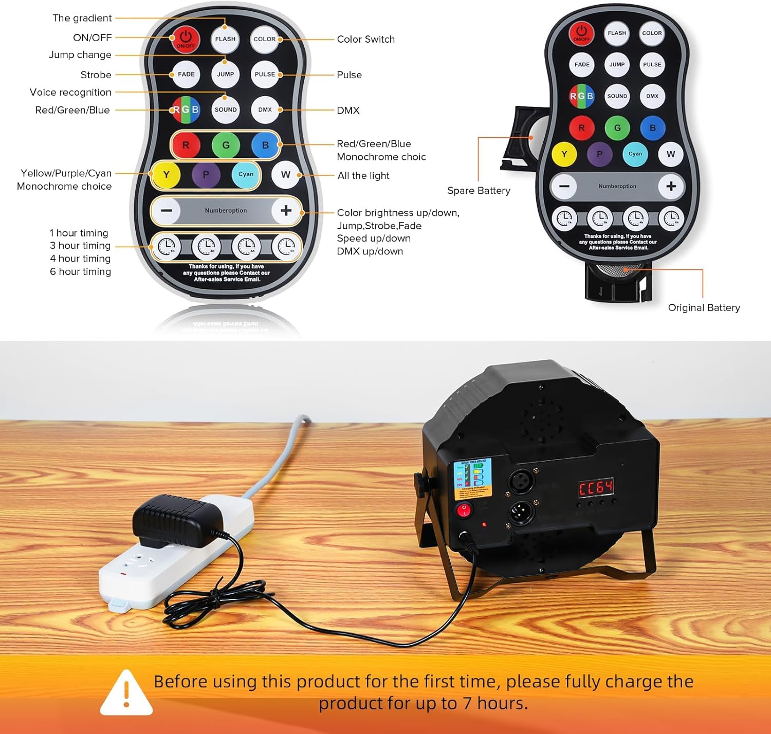 LED Par a Batteria, 4 Pezzo 36W RGB a Batteria, LED Faretto con Telecomando, Luce Discoteca per DJ, Club, Festival
