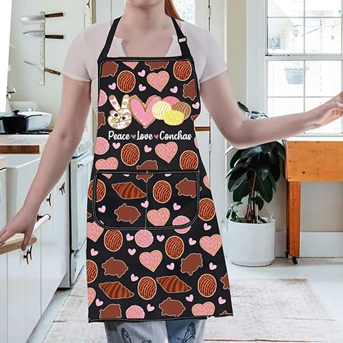 Miniatura 5 de Gzrlyf Delantal de Concha Mexicana Pandulce Conchas Amante Regalo Panadero Pan Dulce Postre Cafecito y Chisme Delantal de Cocina